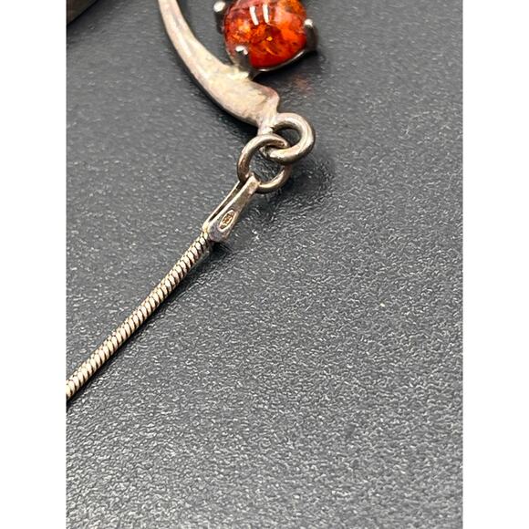 Vintage Sterling Silver Classic Baltic Cognac, Green, Yellow Amber Necklace - Picture 9 of 10